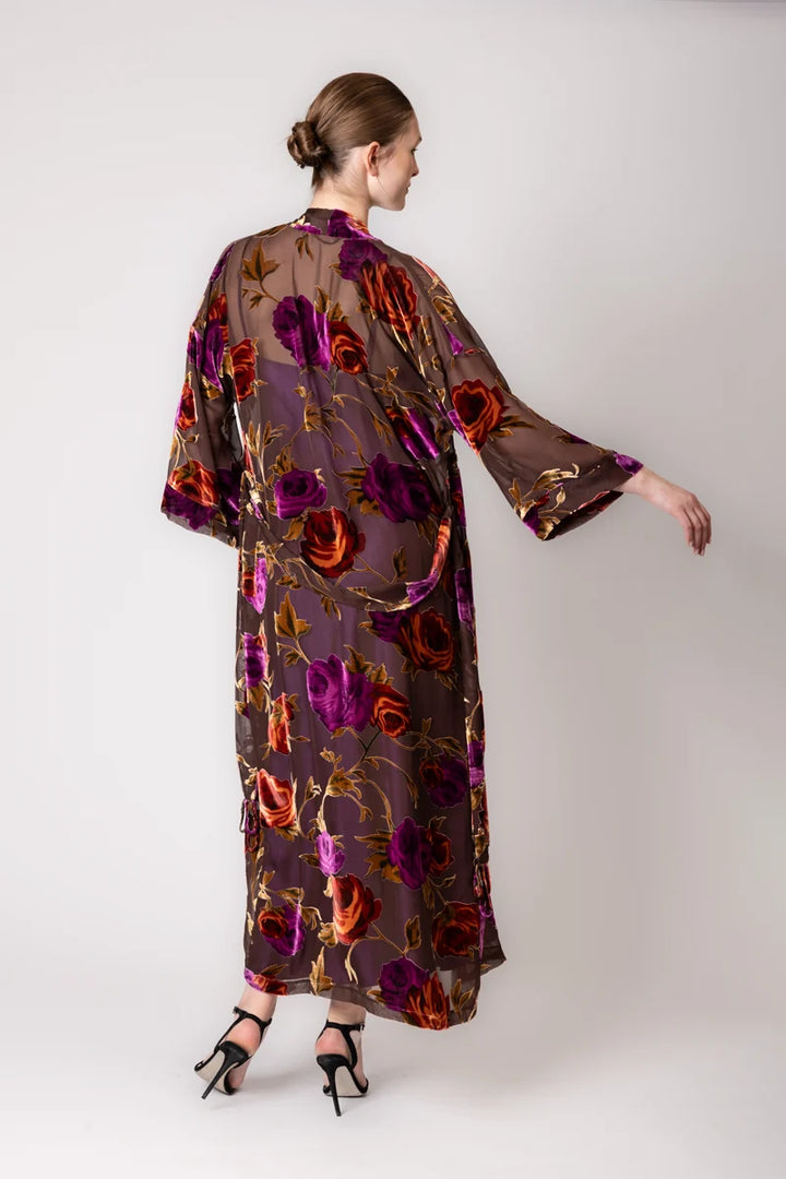 Christine Carmen Silk Devore Velvet Long Robe