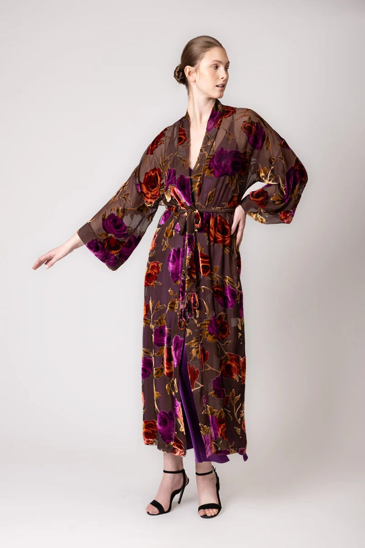 Christine Carmen Silk Devore Velvet Long Robe