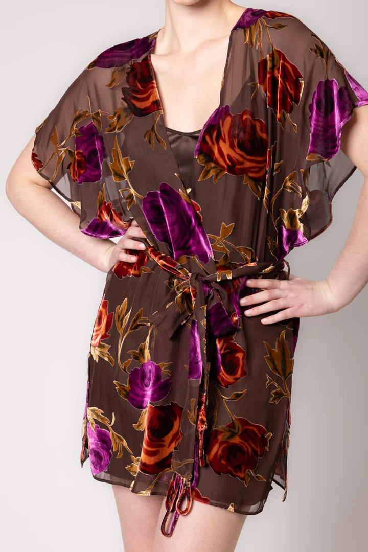 Christine Carmen Silk Devore Velvet Short Robe