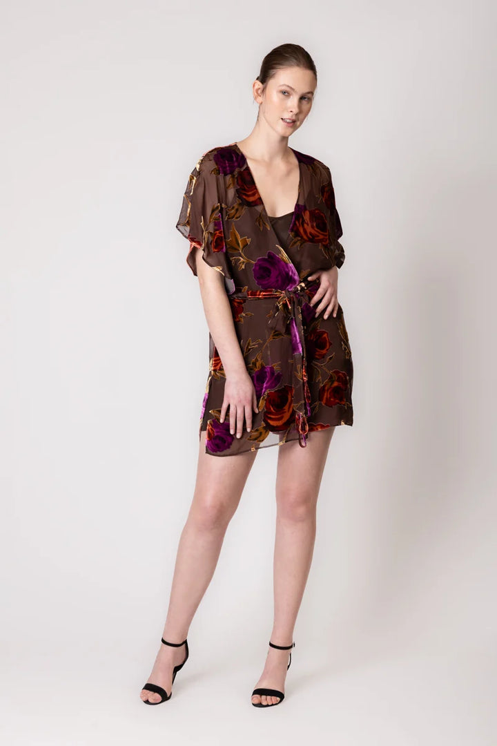 Christine Carmen Silk Devore Velvet Short Robe