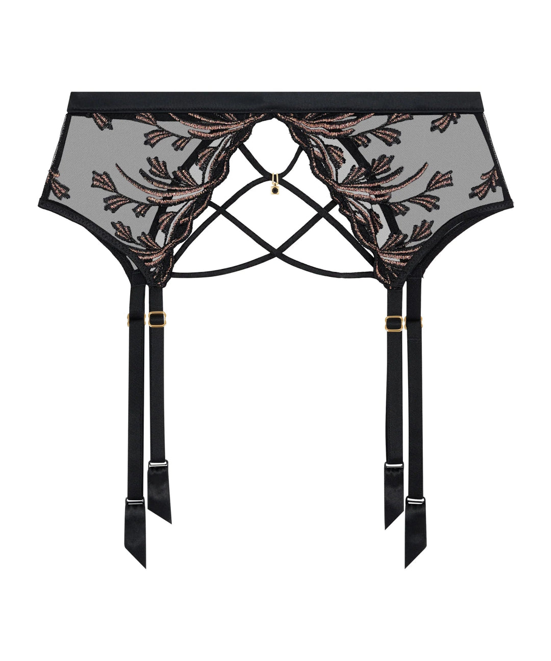 Aubade Cosmic Romance Suspender Belt Black - Sugar Cookies Lingerie