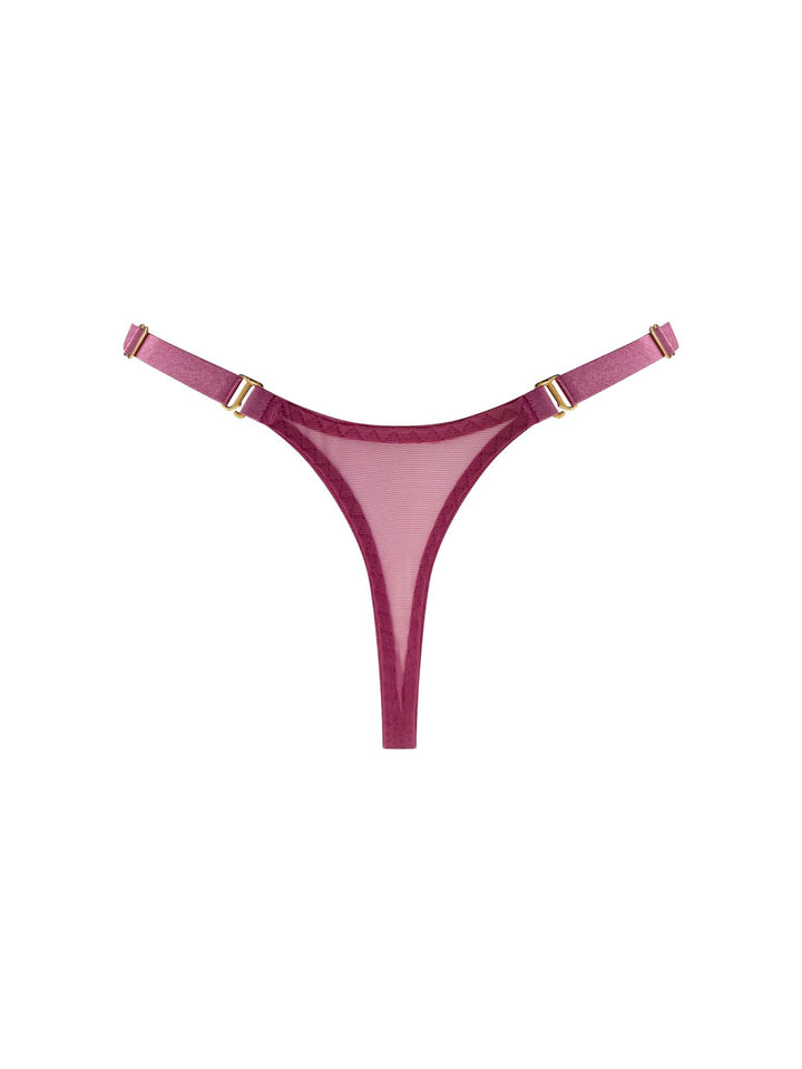 Bordelle Siren Strap Thong Raspberry - Sugar Cookies Lingerie