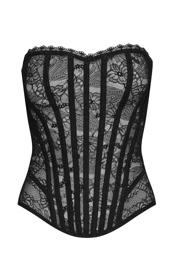 Cadolle Malia Black Lace Corset - Sugar Cookies Lingerie