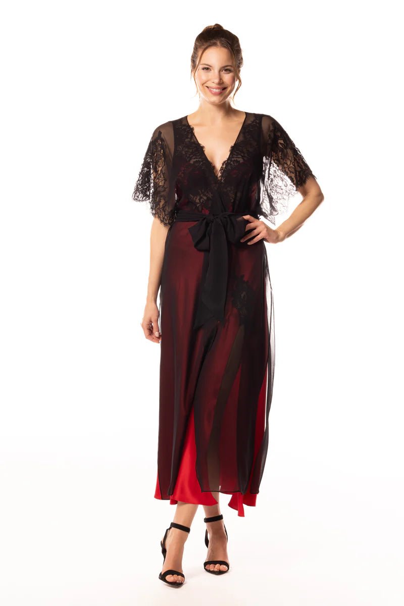 Christine Diva Inferno Silk Chiffon Long Robe - Sugar Cookies Lingerie