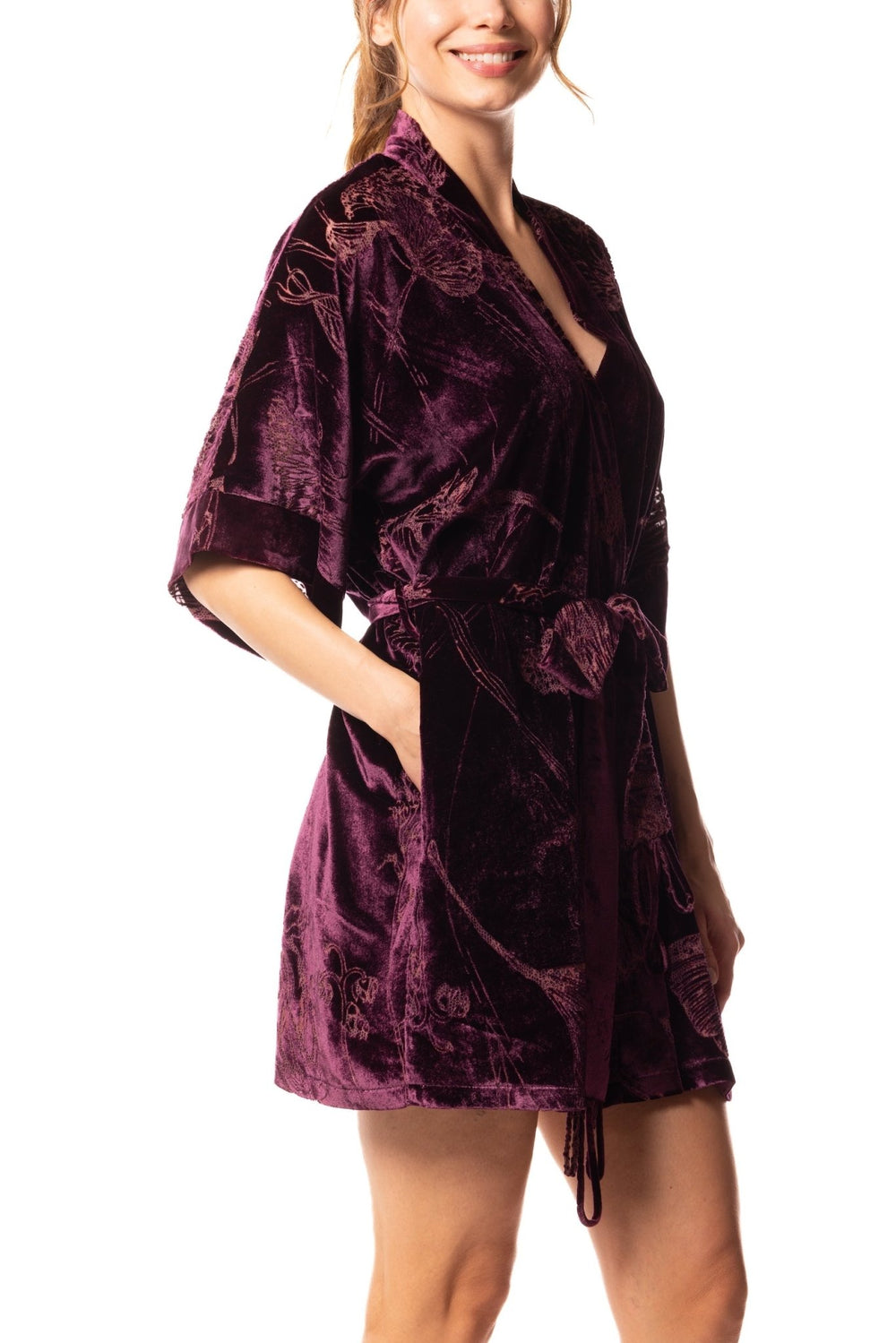 Christine Faberge Velvet Short Robe - Sugar Cookies Lingerie