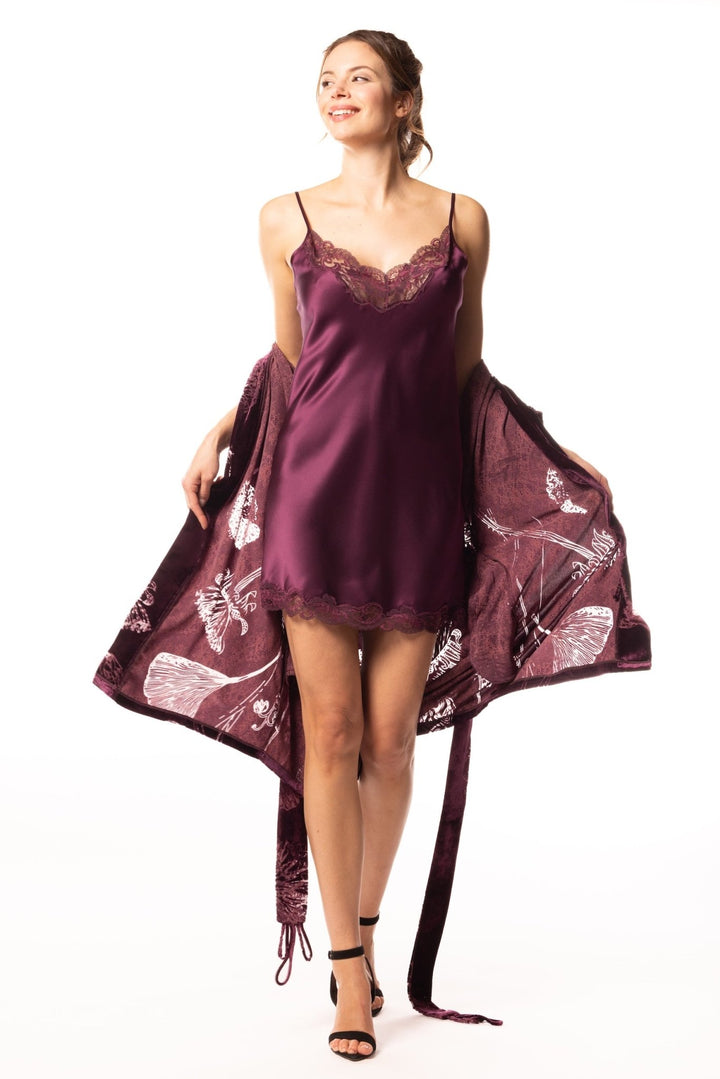 Christine Ginger Button Back Silk Chemise - Sugar Cookies Lingerie