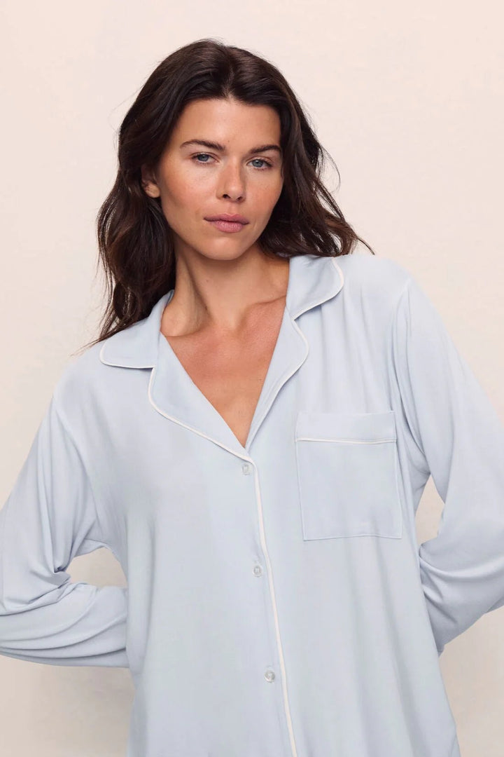 Eberjey Gisele Long PJ Set Icy Blue - Sugar Cookies Lingerie