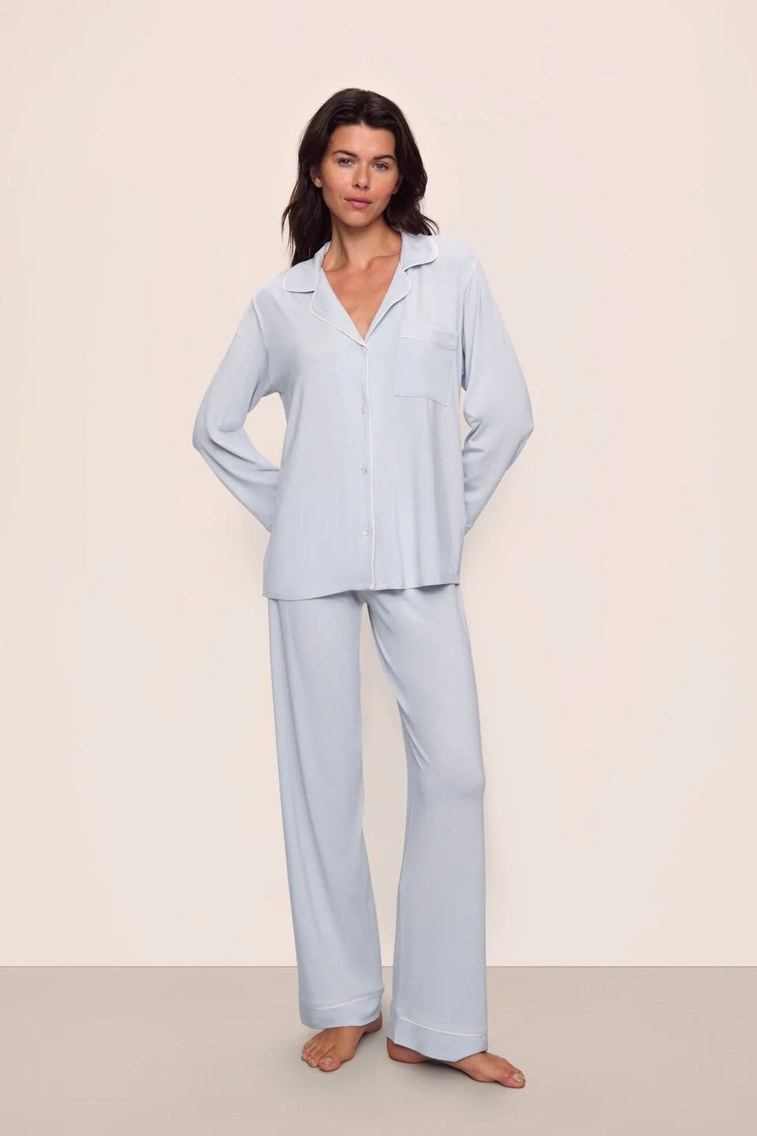 Eberjey Gisele Long PJ Set Icy Blue - Sugar Cookies Lingerie