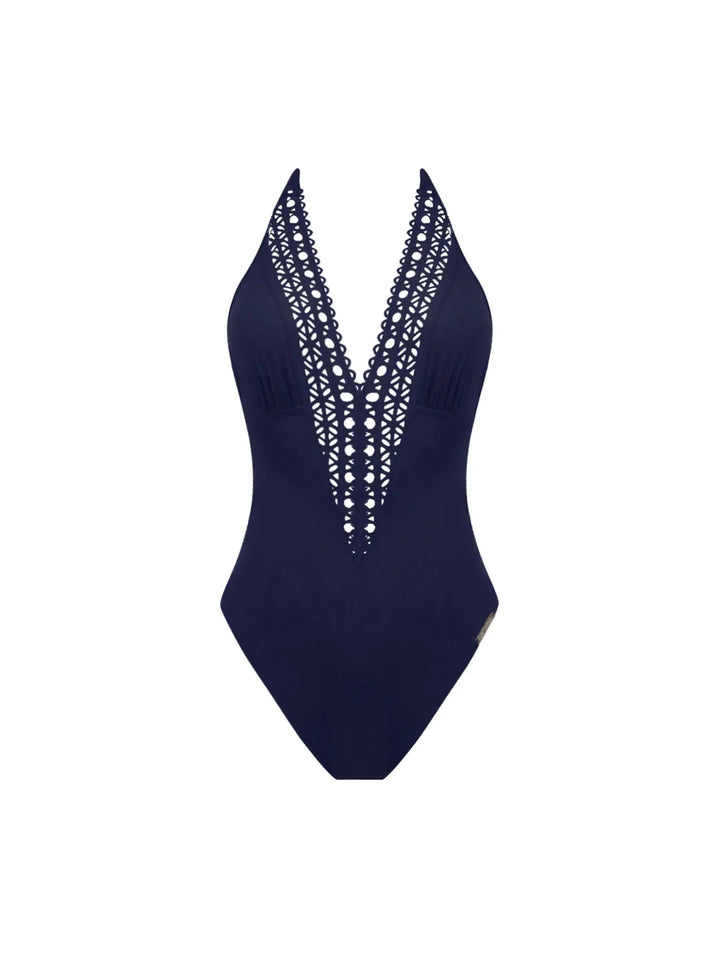 Lise Charmel Ajourage Couture Wireless Plunging Back Swimsuit - Sugar Cookies Lingerie