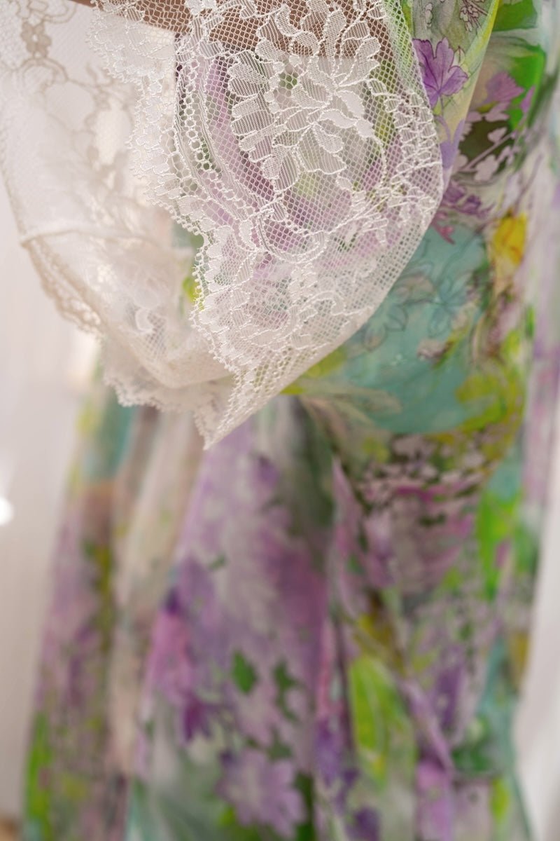 Samantha Chang Tuileries Silk Chiffon Kimono Robe - Sugar Cookies Lingerie