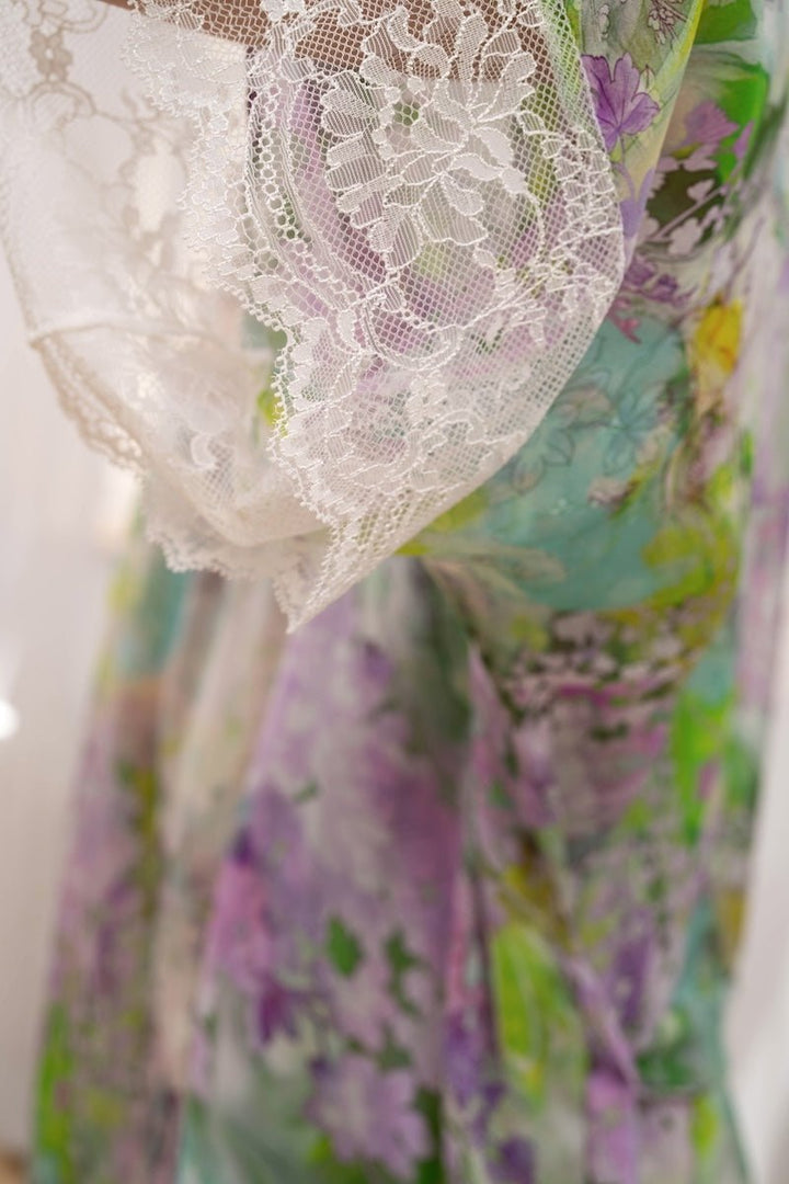 Samantha Chang Tuileries Silk Chiffon Kimono Robe - Sugar Cookies Lingerie