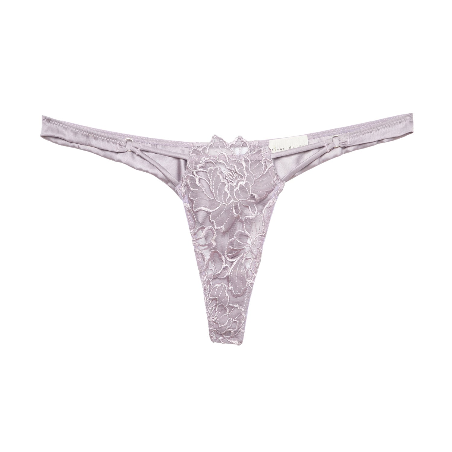Fleur du Mal Whitney Embroidered Thong - Sugar Cookies Lingerie
