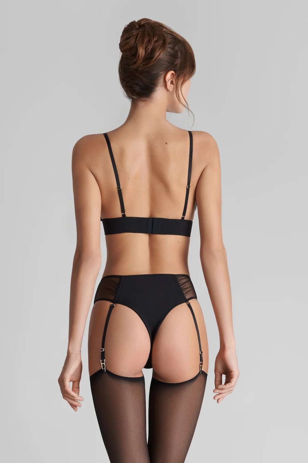 Maison Close Nuit Fauve Openable High Waist Tanga With Suspenders - Sugar Cookies Lingerie